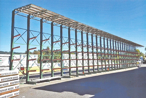 Structural Cantilever Rack with Roof Material Flow