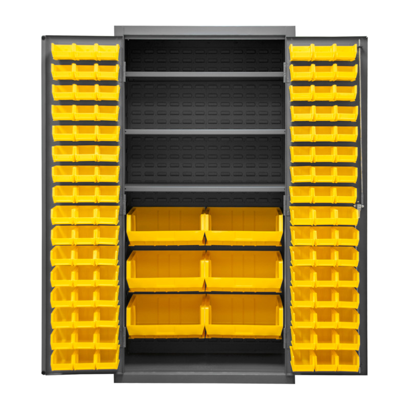 Durham Cabinet - 102 Yellow Bins - 3 Shelves - 36 in x 24 in x 72 in
