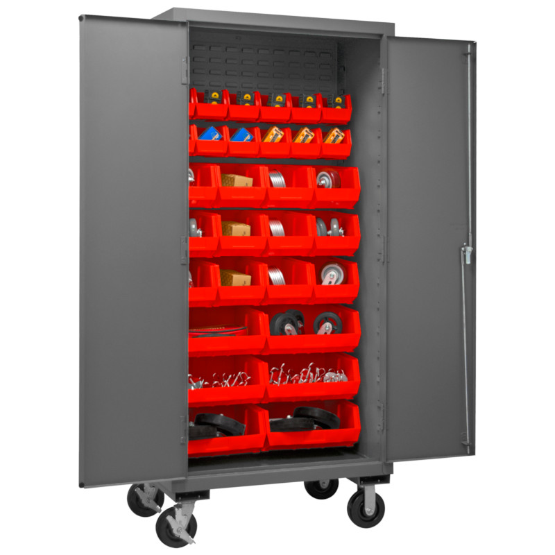 Durham Mobile Cabinet - 30 Bins - 36 in x 24 in x 81 in