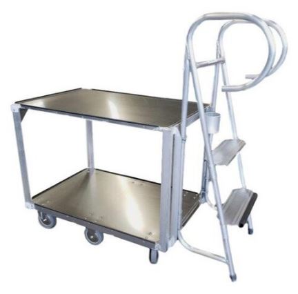 2 Shelf 2 Step Aluminum Cart