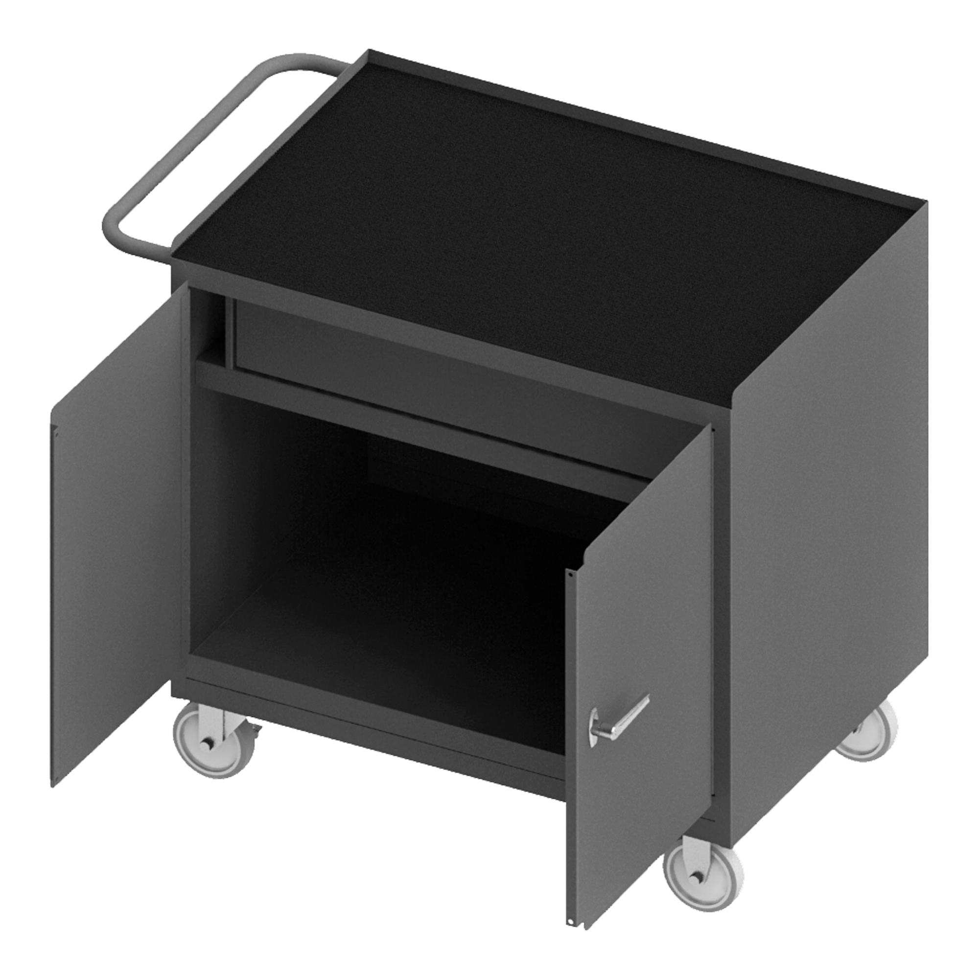 Durham Mobile Bench Cabinet with Black Rubber Mat and 1 Drawer