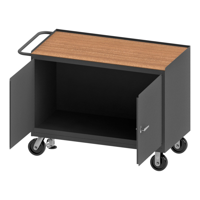 Durham Mobile Bench Cabinet with Floor Lock and Hard Board Top