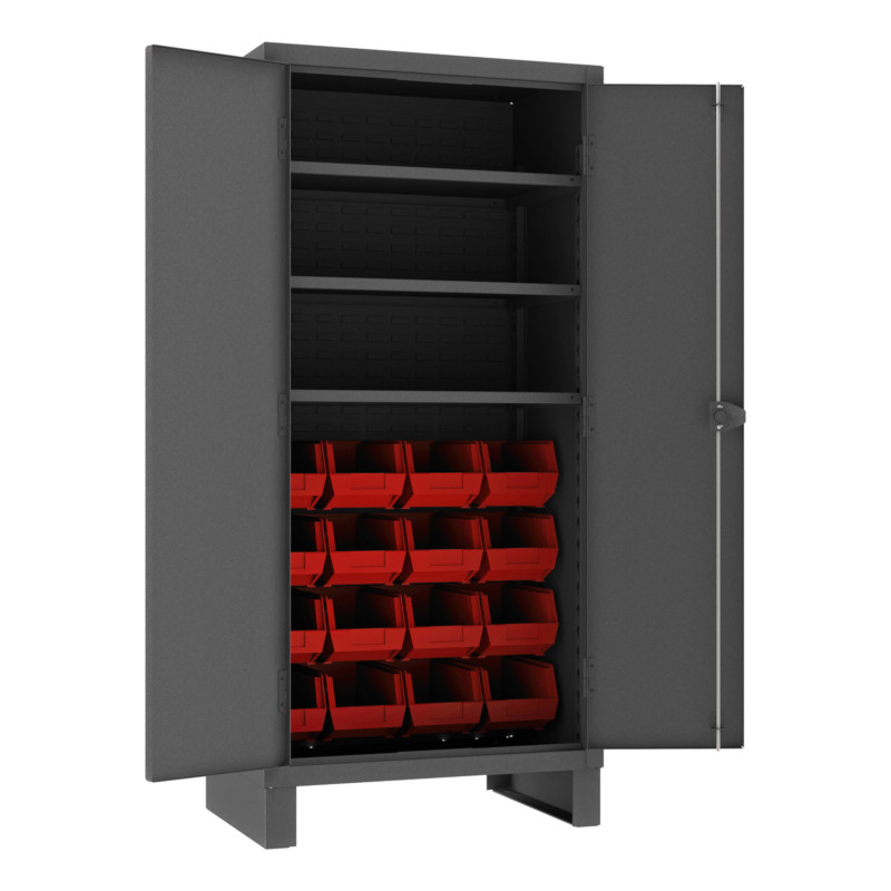 Durham 14 Gauge Cabinet with 3 Shelves and 16 Bins