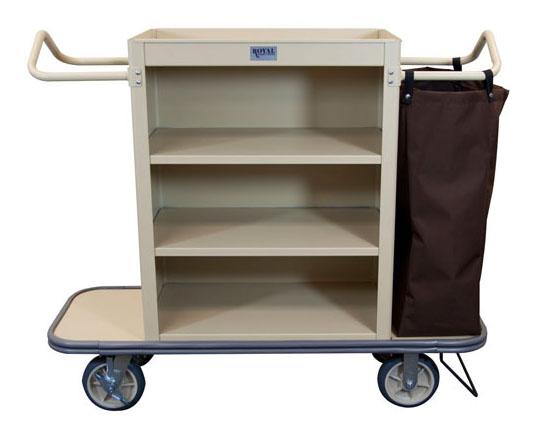 Cruise Line Housekeeping Cart - 3 Shelves and 1 Bag Beige