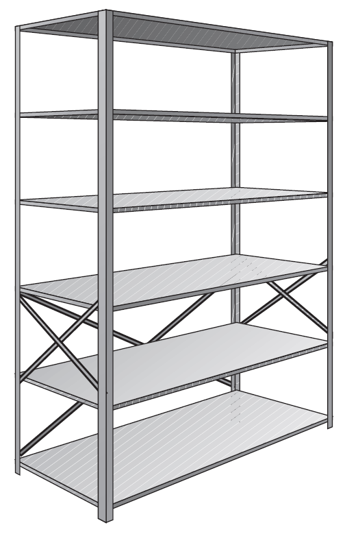 Deluxe Open Shelf 6-Shelf Drawing