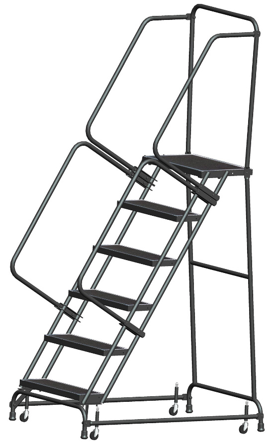 Standard Rolling Ladders with Handrails Abrasive Mat Tread