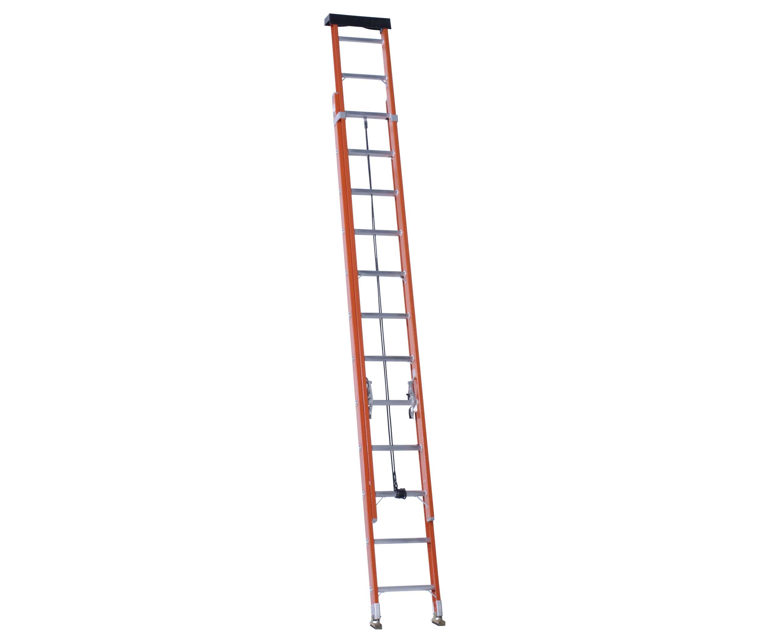 Fiberglass Extension Ladders with Aluminum Rungs