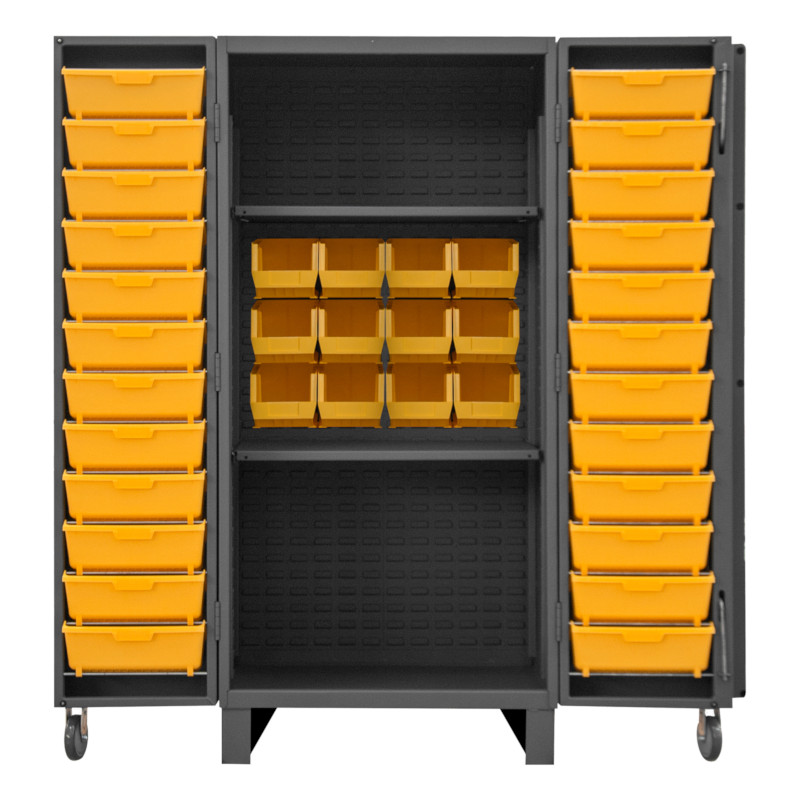 Durham 12 Gauge Tilt-Bin Cabinet with Shelves Model No. HDC36-24DC24TB2S95