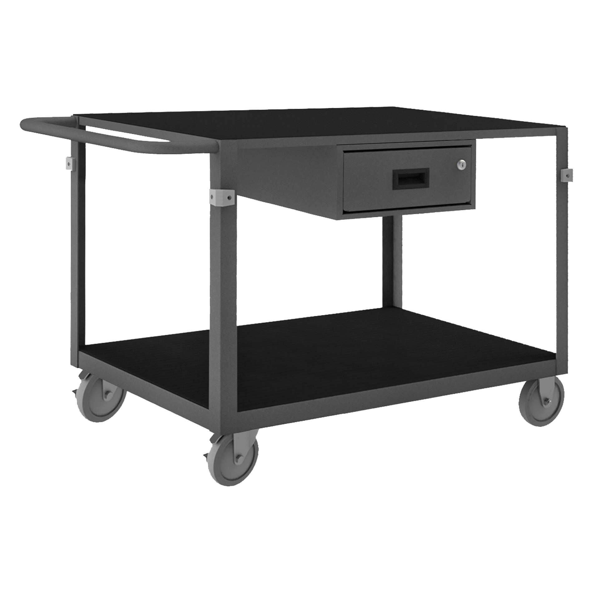 Durham Instrument Cart with 2 Shelves 1 Drawer and Polyurethane Casters
