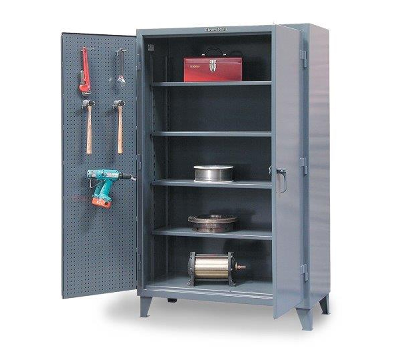 Industrial Storage Cabinet with Pegboard Doors