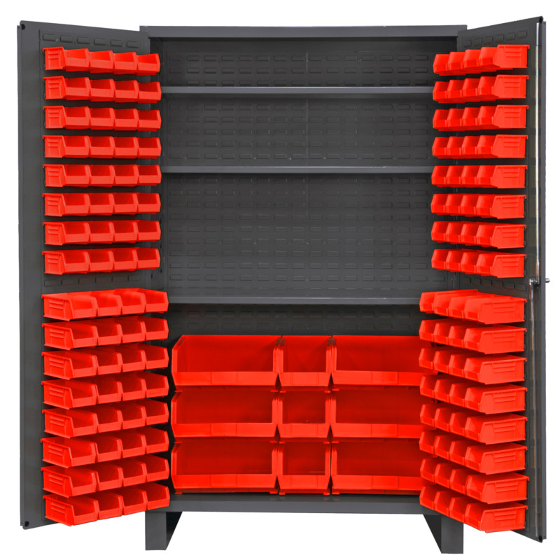 Durham 14 Gauge Cabinet with 3 Shelves and 137 Bins
