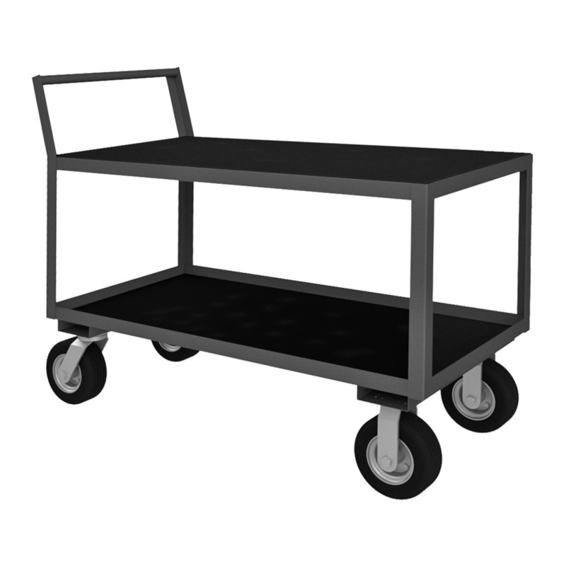 Durham Low Profile Instrument Cart with Flush Top Shelf and Lipped Bottom Shelf