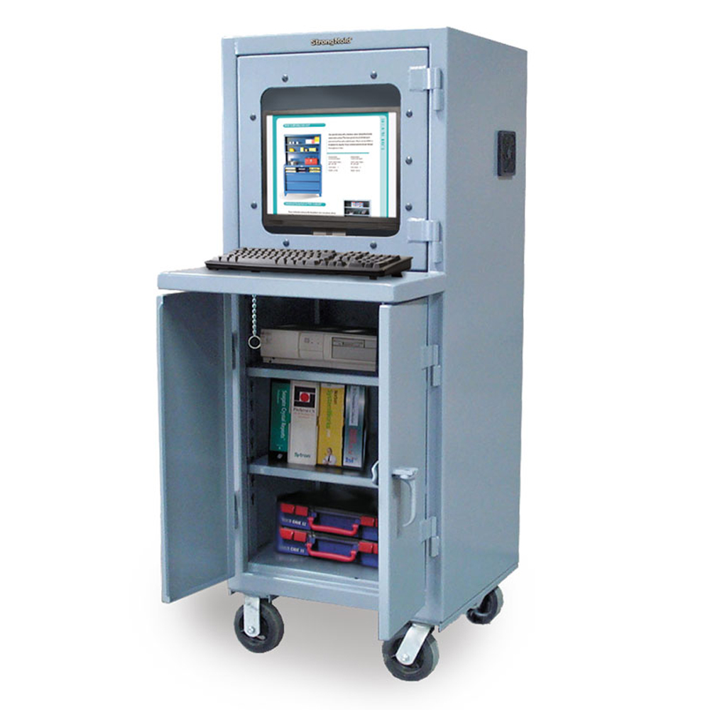 Mobile Industrial Computer Cabinet with Welded Shelf