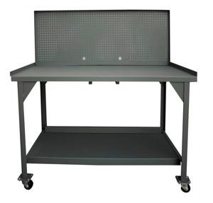 Durham Mobile Heavy Duty Workbench with Lips Up and Peg Board