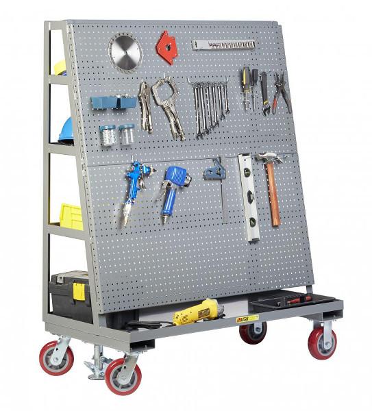 Little Giant Mobile Pegboard with Back Shelf Storage