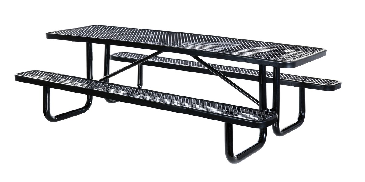 Rectangular Steel Mesh Picnic Table 72" Length Black