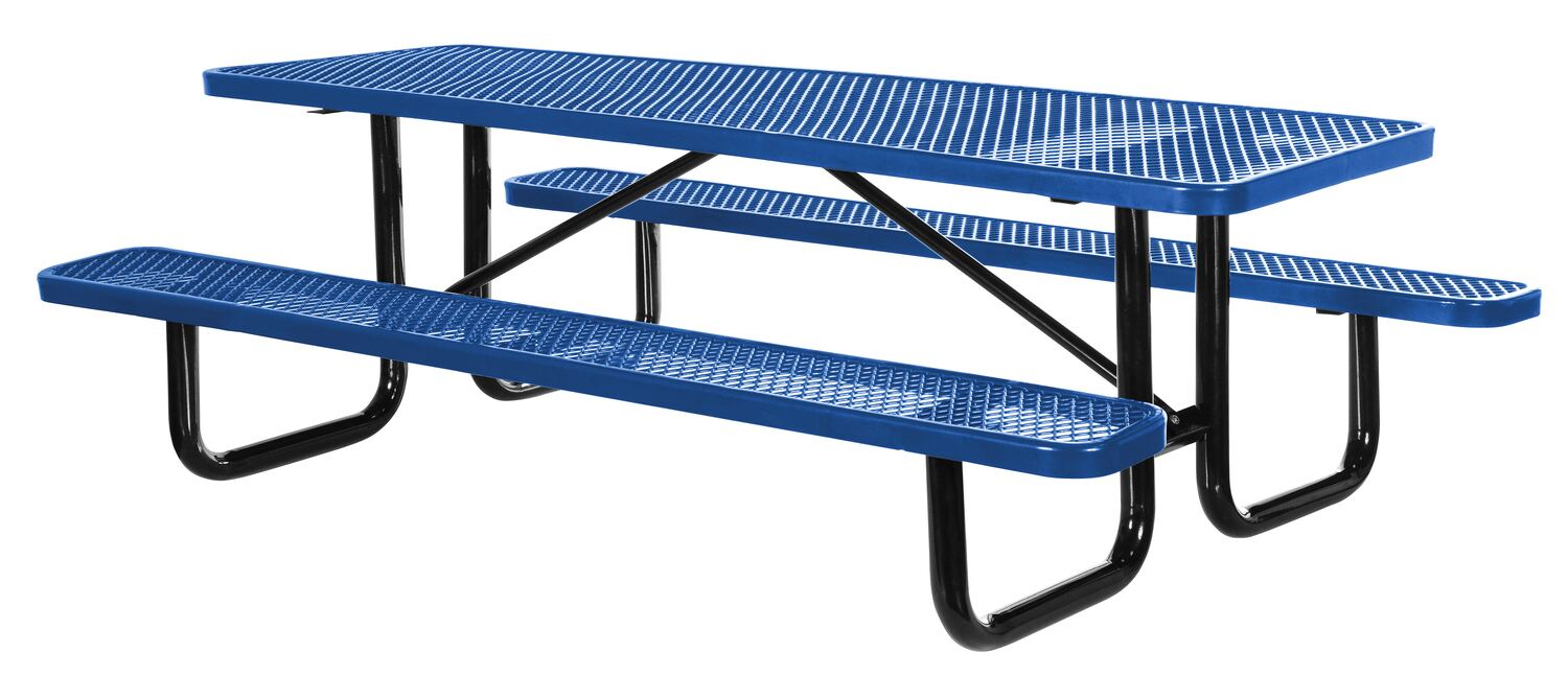 Rectangular Steel Mesh Picnic Table 72" Length Blue