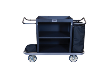 Standard Housekeeping Cart - 2 Shelf and 2 Bags Black