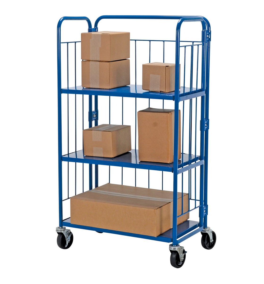 Foldable/Nestable Roller Container 3 Shelves 34" x 18" x 59"