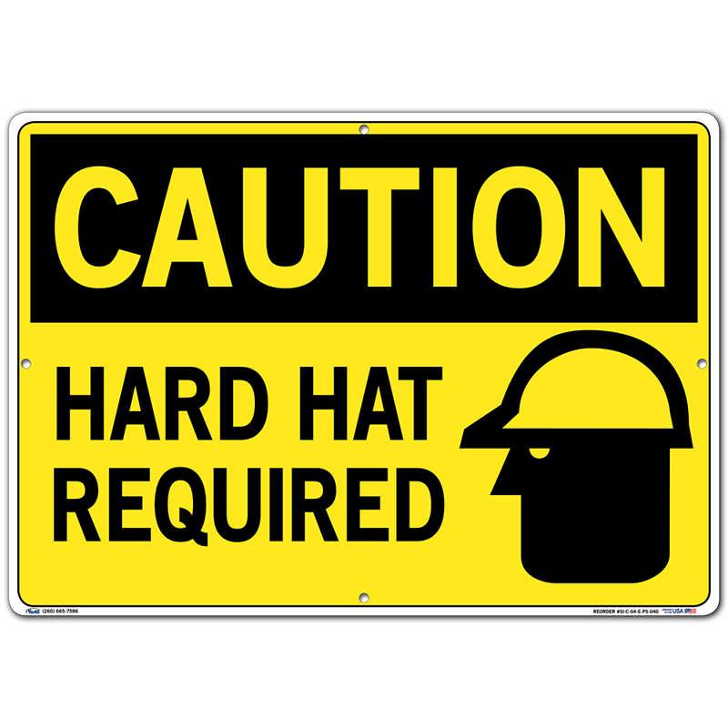 Vestil Sign - Caution Hard Hat Required
