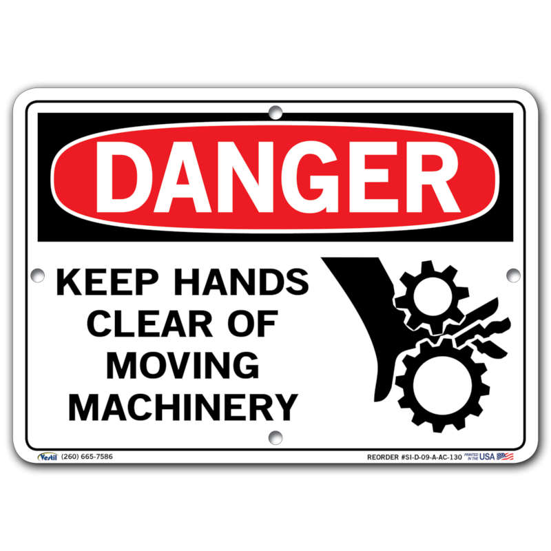 Metal Aluminium Hazardous Sign Details about  / Keep Clear Of Moving Machinery Warning Sign