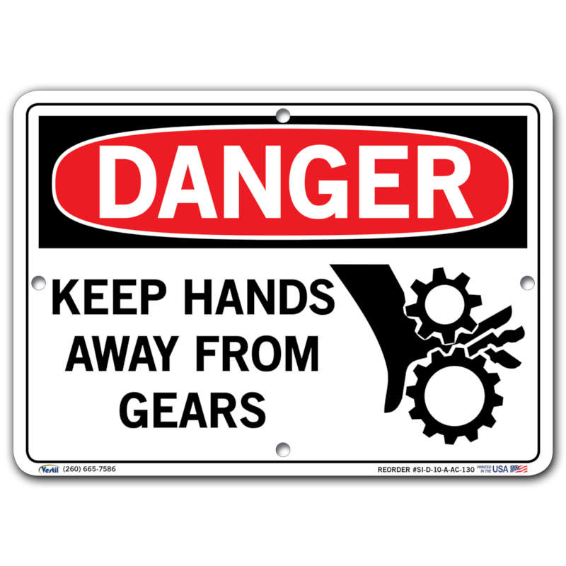 Vestil Danger Keep Hands Away from Gears