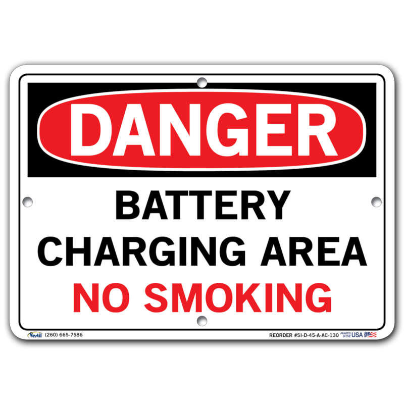 Vestil Danger Battery Charging Area No Smoking