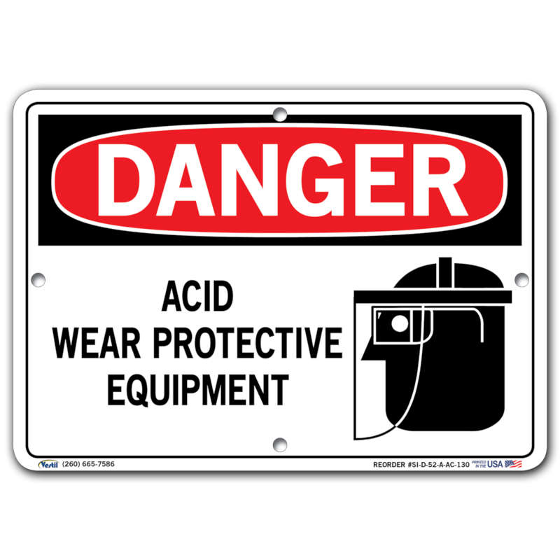Vestil Danger Acid Wear Protective Equipment