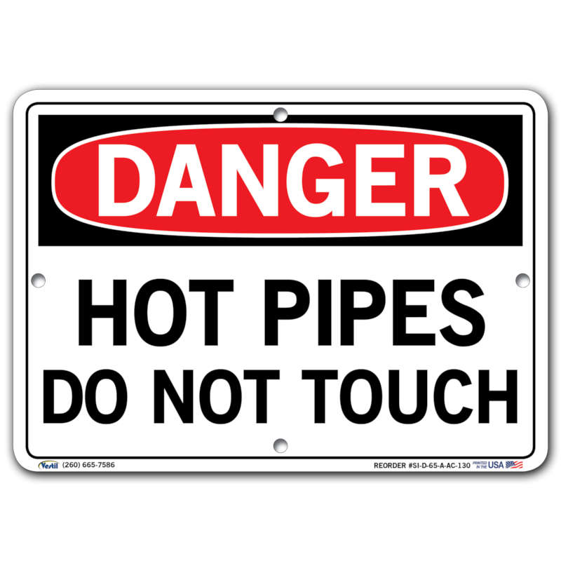 Vestil Danger Hot Pipes Do Not Touch