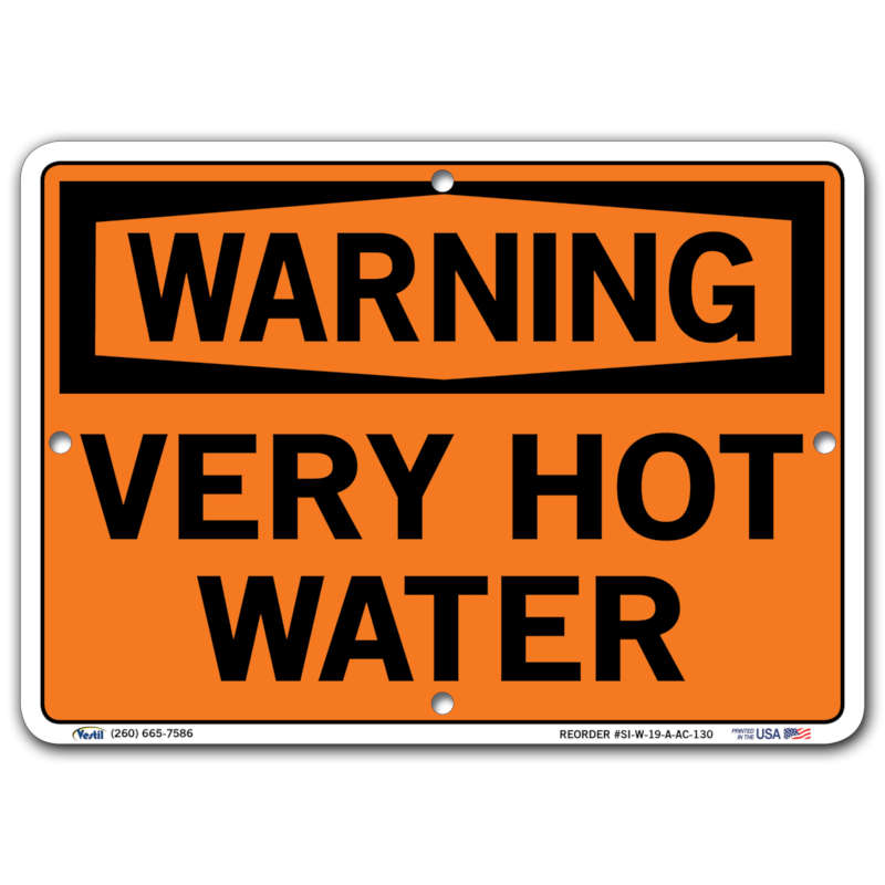 Vestil Warning Very Hot Water