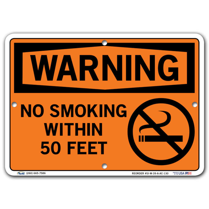 Vestil Warning No Smoking Within 50 Feet