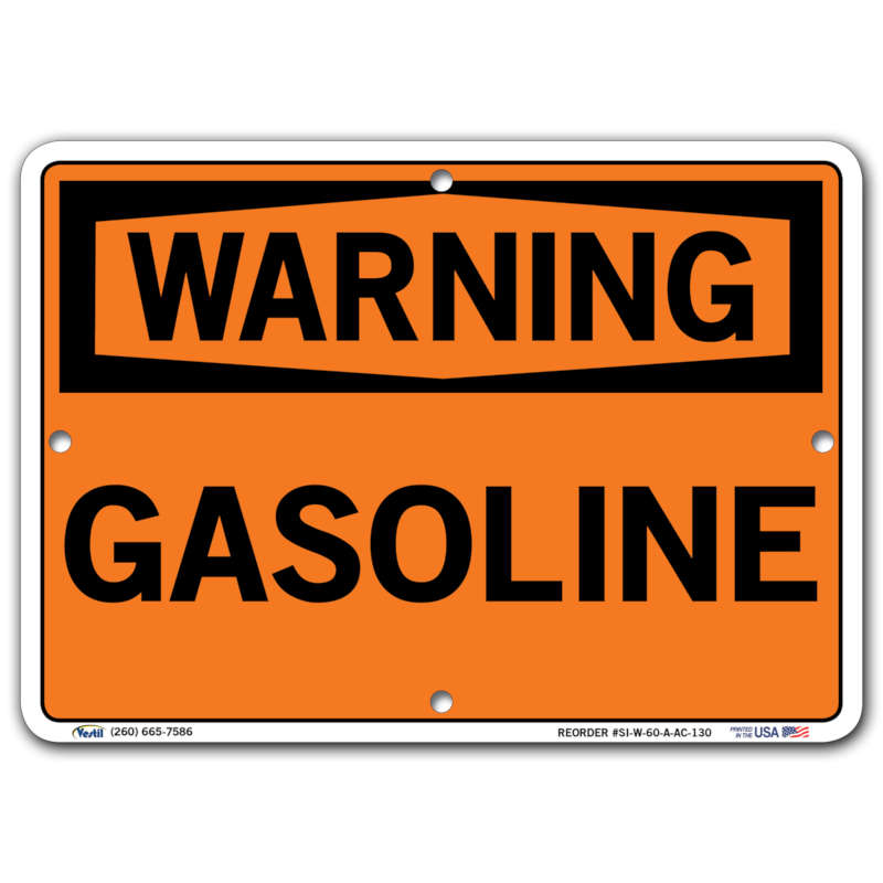 Vestil Warning Gasoline