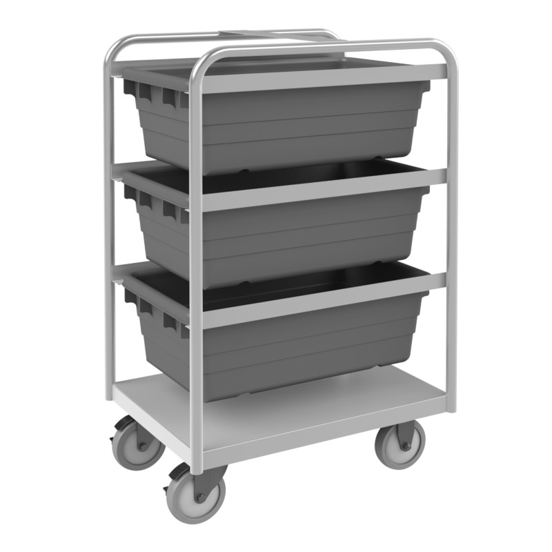 Durham Stainless Steel Tub Rack Cart with 3 Bins