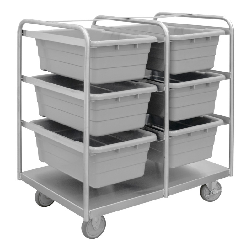 Stainless Steel Tub Rack Cart with 6 Bins