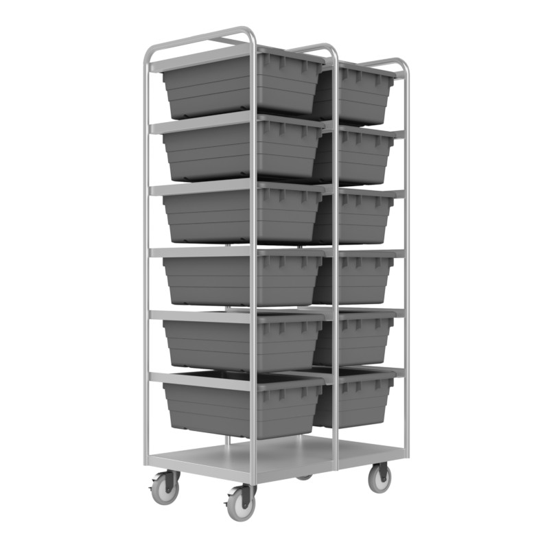 Durham Stainless Steel Tub Rack Cart with 12 Bins