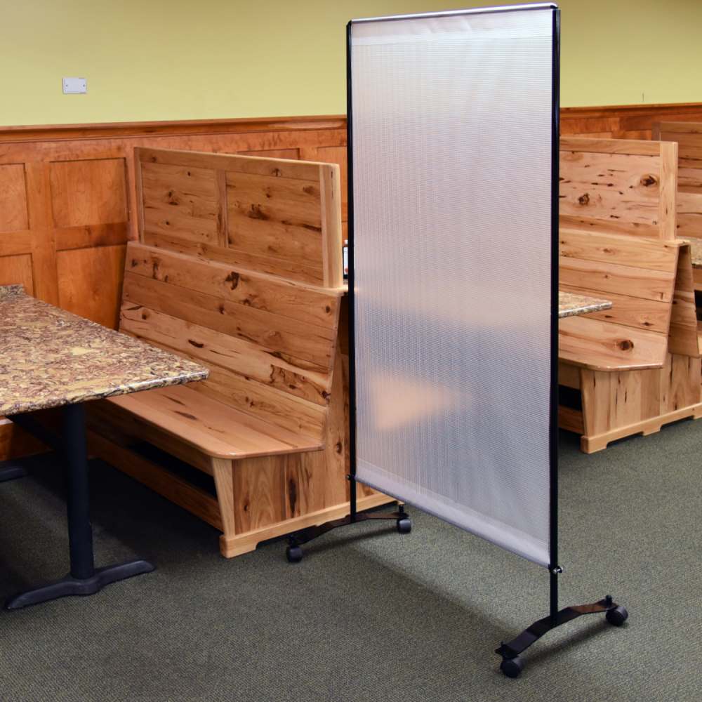 5' Foot Wide Social Barrier Semi-Transparent Vinyl with Casters