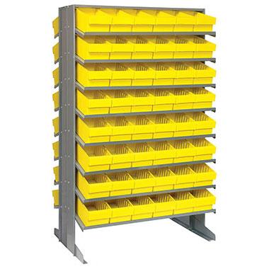 Quantum Double-Sided Sloped Shelving System with Euro Drawers