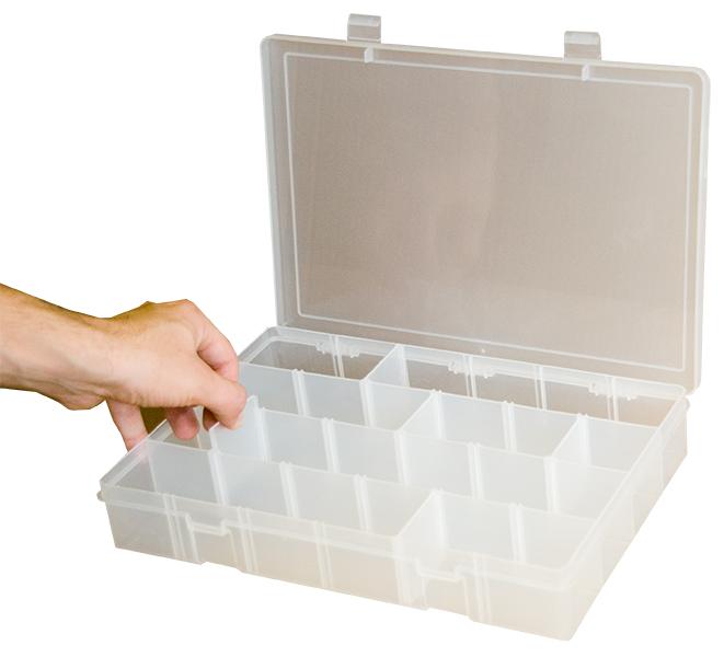 Durham Small Plastic Compartment Boxes Model No. SPADJ-CLEAR