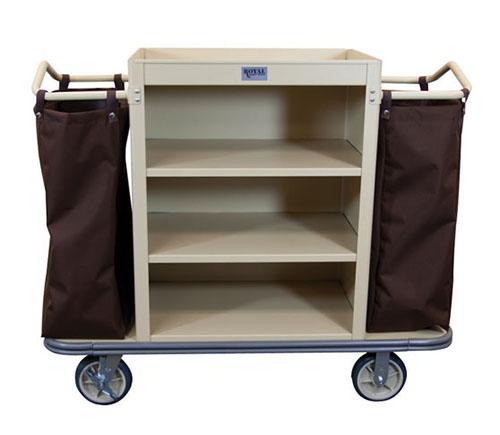 Standard Housekeeping Cart - 3 Shelf and 2 Bags Beige