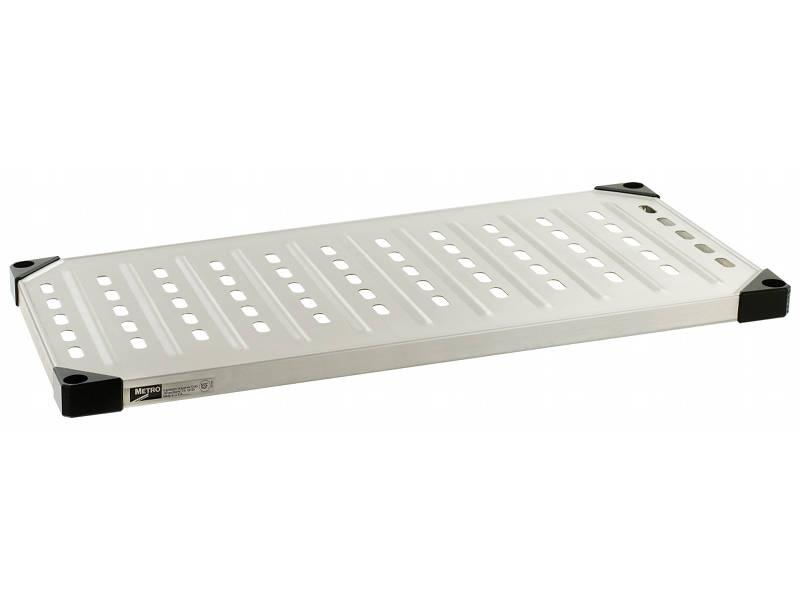 Metro Super Erecta Solid Shelves - Stainless Louvered Embossed