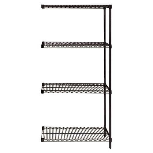 Quantum Genuine Wire Shelving Black Epoxy Add-On Kit - 4 Shelves 63 Inch High