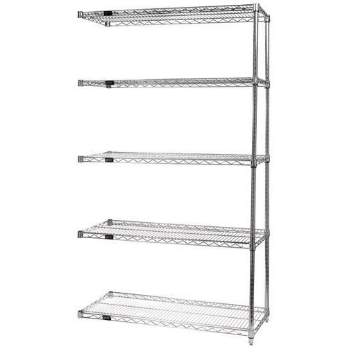Quantum Genuine Wire Shelving Stainless Steel Add-On Kit - 5 Shelves 63 Inch High