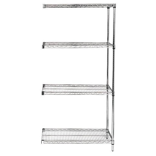 Quantum Genuine Wire Shelving Stainless Steel Add-On Kit - 4 Shelves 74 Inch High