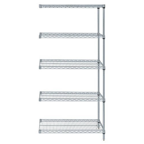 Quantum Genuine Wire Shelving Gray Epoxy Add-On Kit - 5 Shelves 74 Inch High