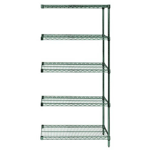 Quantum Genuine Wire Shelving Proform Green Epoxy Add-On Kit - 5 Shelves 74 Inch High
