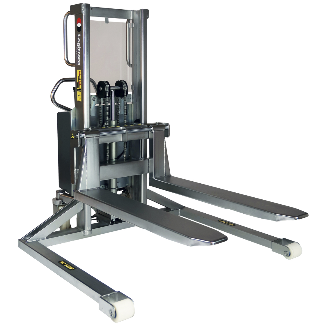 Stainless Stacker, INOX w/Flex Carriage with Straddle Legs (Electric Lift/Electric Push) 