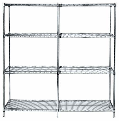 Quantum Genuine Wire Shelving Chrome Starter Kit - 4 Shelves 74 inch High