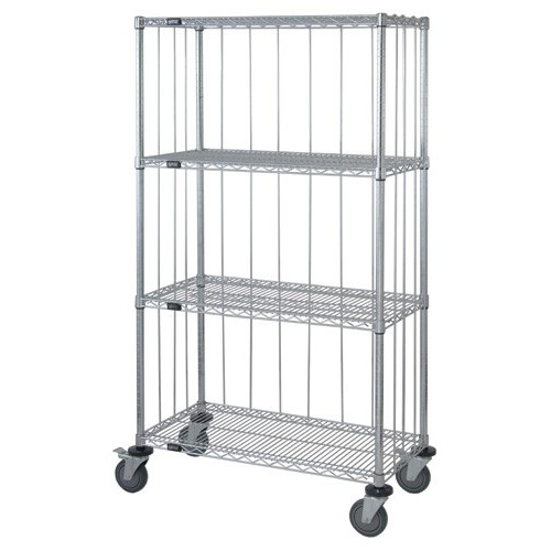 Quantum 3 Sided 4 Shelf Wire Enclosure Cart
