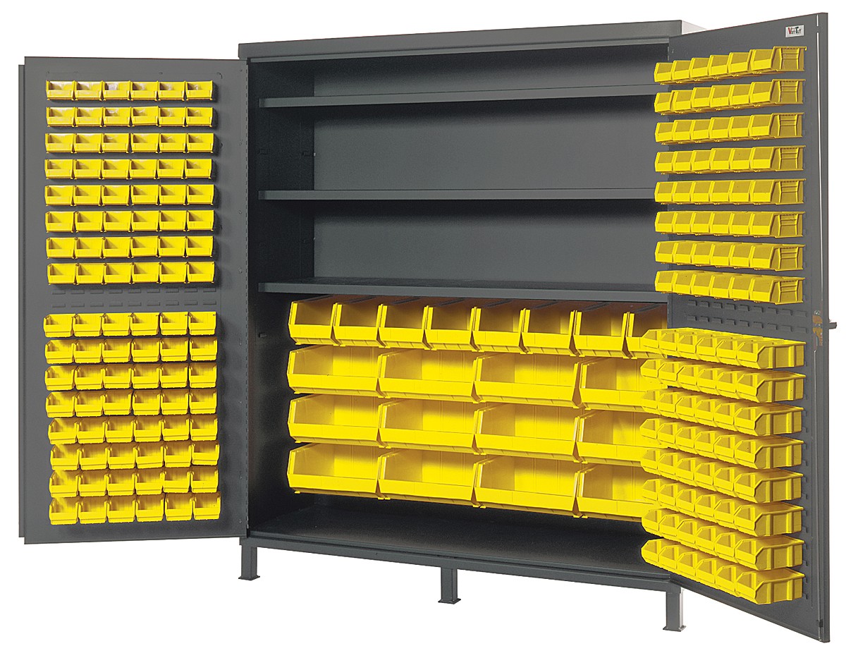 Quantum All-Welded Bin Cabinet with Shelves, Model QSC-72S-84