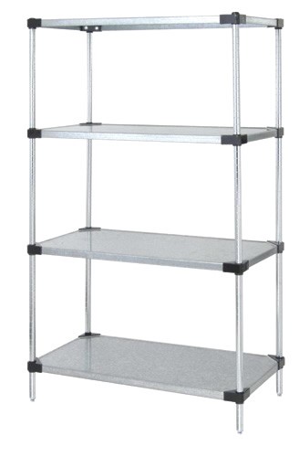 Quantum Galvanized Steel Solid Shelving Starter Kits - 4 Shelves 63 Inch High